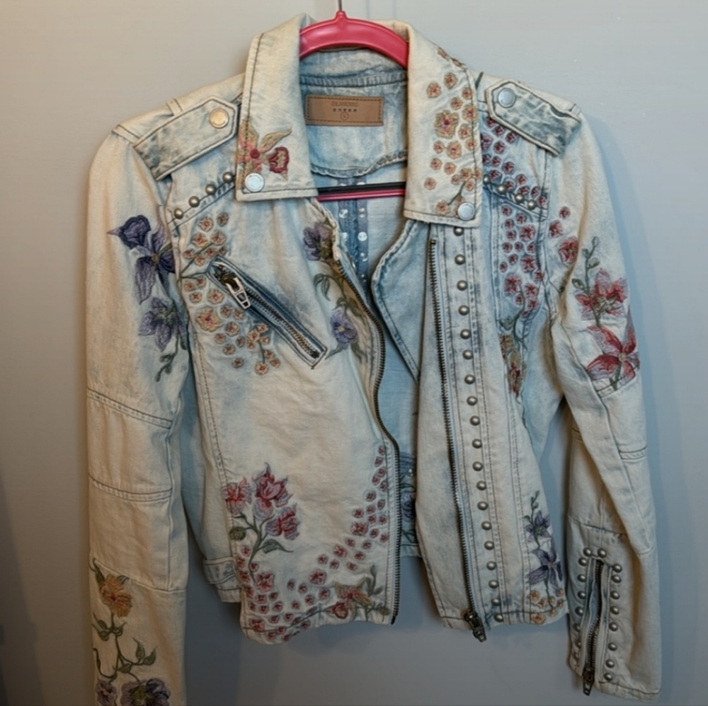 BLANK NYC Studded And Embroidered Jean Jacket